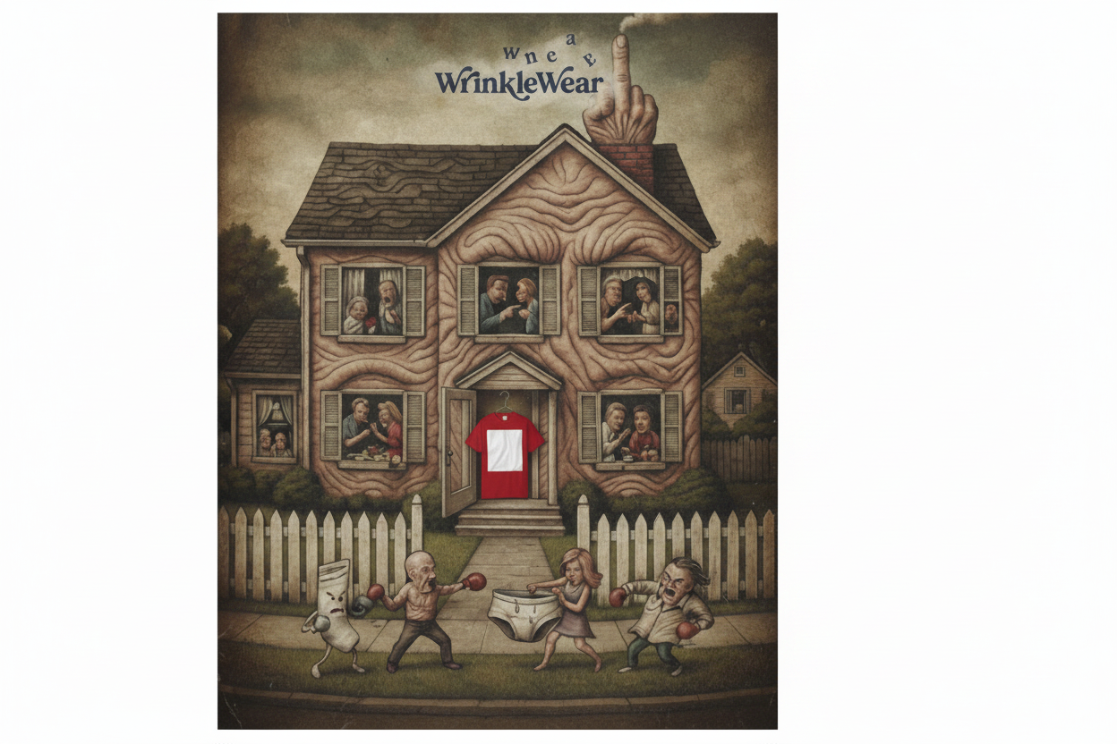 WrinkleWear house with logo smoke